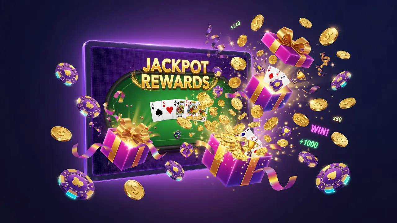 Ilustración de bonos y recompensas en poker online