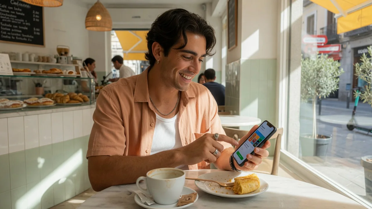 Persona realizando un pago móvil